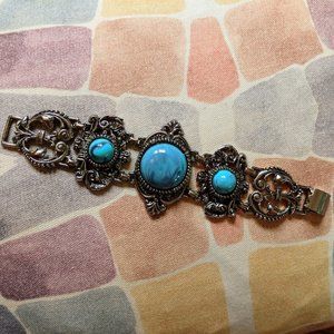 1960s Vintage Florenza Style Turquoise Bracelet